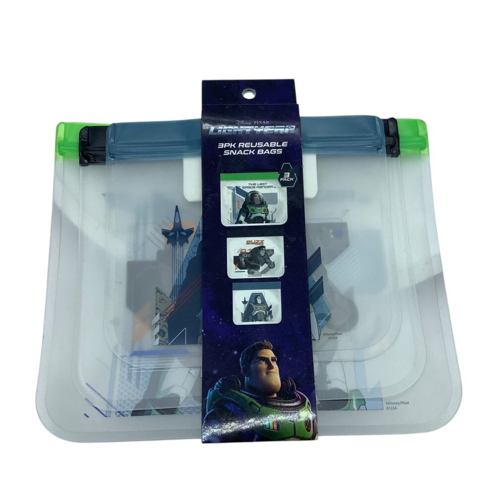 Disney Pixar Lightyear 3-Pack Reusable Snack Bags With Buzz Lightyear Design NEW